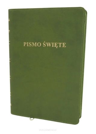 Biblia Warszawska duża skóropodobna złocenia zamek kolor zielony